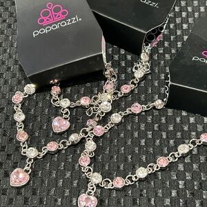 Paparazzi Pink and white bling Truly Lovely Heart bracelet